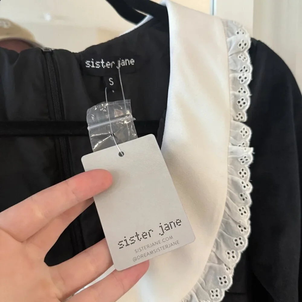 NEW Sister Jane Aquarius Scoop Neck Mini Dress Size Small Color Black White